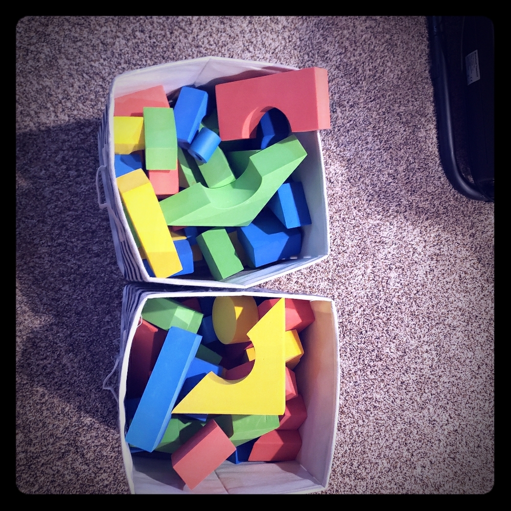 2 Bins of foam blocks